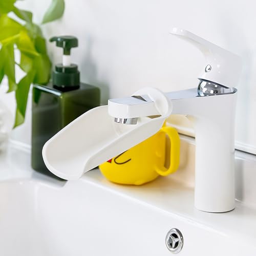 DXIA 3 Stück Wasserhahn Extender, Kinder Kunststoff Wasserhahn Verlängerung, Hahn-Extender Wasser-Hahn-Extender Wasserhahn Anzapfung Extender, für Kinder Baby Hände Waschen Badezimmer, Weiß