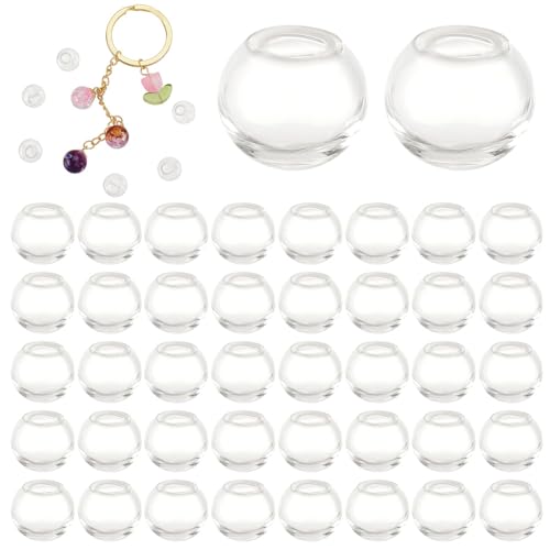 PH PandaHall 200pcs 8mm Mini Glass Ball Round Clear Bottle Wishing Charms Crystal Craft for DIY Jewelry Making