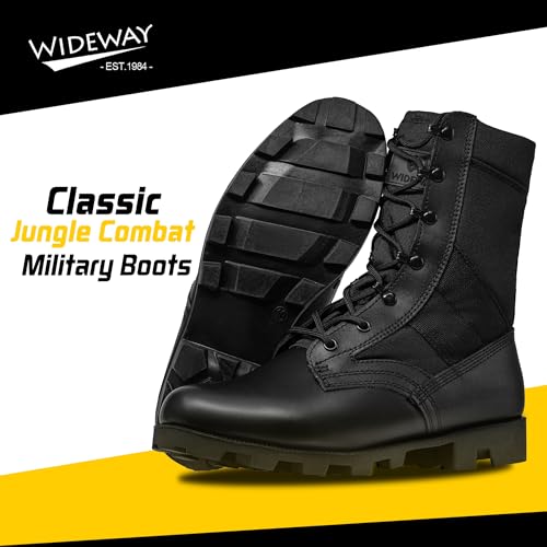 Wideway 12345465646 Men Jungle Boots Black Military Boots Leather Combat Boots Tactical Army Boots Outdoor Hiking Boots thumb #1