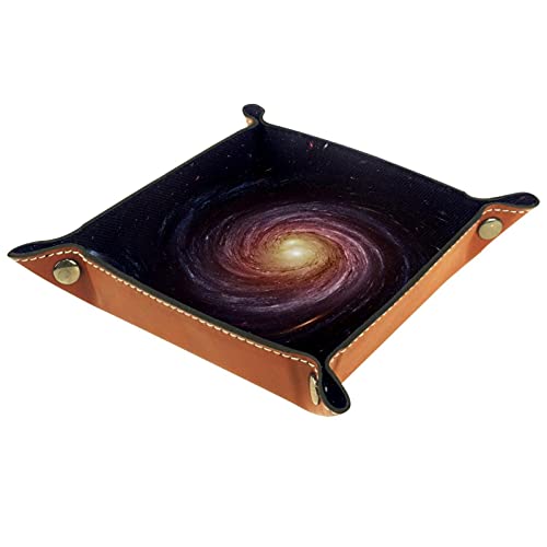 Rotating Cosmos, Valet Tray PU Leather Tray Catchall Tray Jewelry Key Tray Desk Storage Plate for Key Coin Phone Jewelry Dice Tray