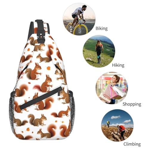 Bolso bandolera con estampado de ardilla para senderismo miniatura 6