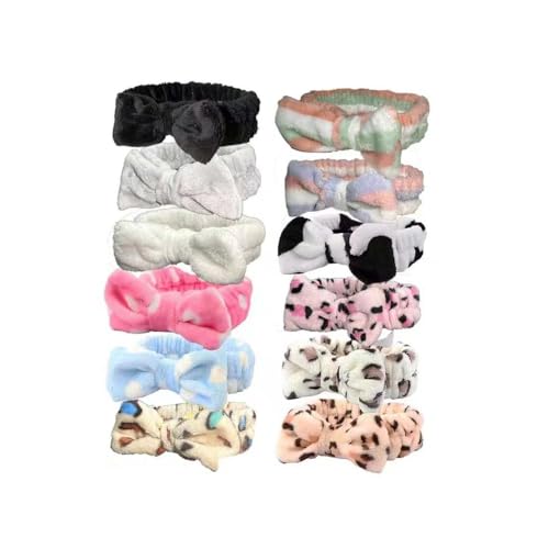 Spa Headband Makeup Headband for Women Microfiber Coral Fleece Bow Hair Band Stretchable Elastic for Women Girls Shower Washing Face Makeup Birthday Gifts