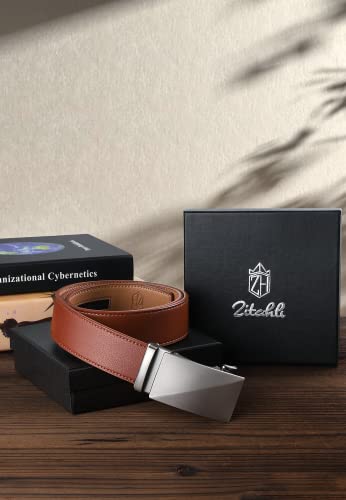 Image of Zitahli Belt Men,Leather Ratchet Belt for Men Dress Casual Every Day with Adjustable Buckle,Trim to Fit For Gift