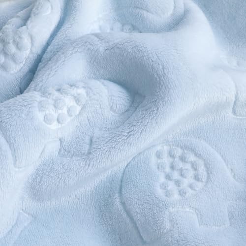 Image of BORITAR Fleece Baby Blanket with 3D Elephant Design for Boys Girls, Ultra Soft Cozy Receiving Blanket for Newborn Infant Toddler, Fluffy Blanket for Crib, Stroller (30x40 Inches, Light Blue)