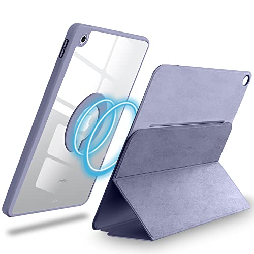 Image of Amazon Basics Magnetic Case Cover for Apple iPad 10.2 inch 2021 9th /8th /7th Gen with Trifold Stand Detachable Case, Transparent Back, Soft Sides, Sleep /Wake Case, Pencil Holder - Lavender