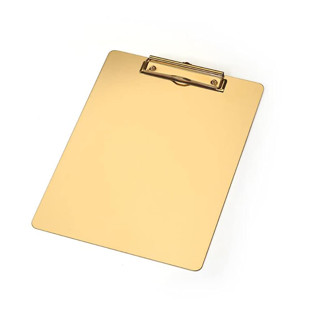 Lot de 4 presse-papiers de luxe en acier inoxydable plaqué or, format A4/A5/A6, porte-documents, menu, bloc-notes, cadeaux pour le personnel et étudiant