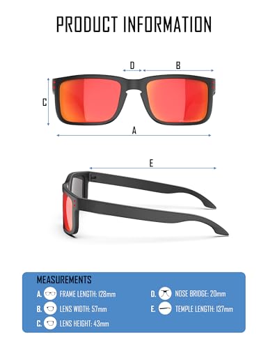 Ensky Calyra Square UV Protection Sun Glasses Polarized Etched Sunglasses for Men Women, Driving, Fishing, Cycling, Running - Scarlet Red4