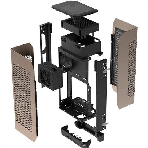 Cooler Master NCORE 100 MAX Bronze Boîtier PC Mini-ITX - Watercooling AIO, PSU SFX 850W Gold ATX 3.0, Panneaux en Aluminium, Installation Facile, Câble Riser PCIe 4.0 & Support GPU Vertical - Prise EU