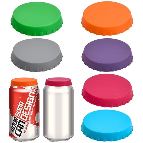 6 tapas de silicona para latas de bebidas, tapas de latas y cierres, tapas de silicona coloridas para latas de bebidas, latas de cerveza, refrescos, bebidas y cerveza, tapas a prueba de fugas