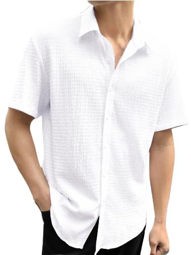 Image of Pinkmint Popcorn Shirt for Men Soild Slim Fit Sleeve Spread Collar Trendy Men Shirt Summer Wear Goa Wear Olive
