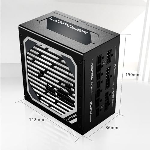 LC-POWER 1000W PSU - Alimentatore 1000 Watt ATX 3.0 and PCIe 5.0 per PC Gaming - Certificato 80 Plus Gold - Completamente Modulare - Ventola FDB da 120 mm Silenziosa - Cavi Neri Piatti