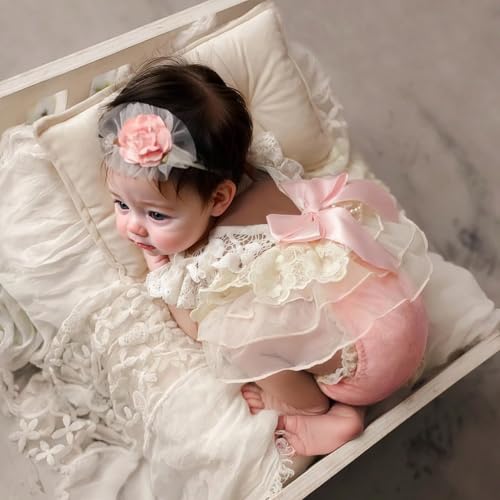 Image of Lgvhydh Newborn Photography Outfits Girl Baby Photography Props Cute Lace Romper Headband Newborn Outfits Girls Photo Props