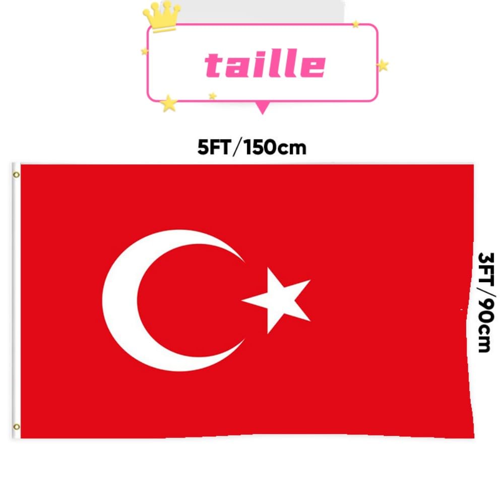 Lot De 2 Drapeaux Turquie Türkiye 90x150 Cm - Avec Œillets, Polyester, Neufs