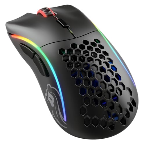 Glorious Gaming Model D Wireless Gaming Mouse – Superleichte 69 g, verzögerungsfreier 2,4-GHz-Funk, bis zu 71 Stunden Akku, RGB-Beleuchtung, BAMF-Sensor, ergonomisch, 6 Tasten – Mattschwarz