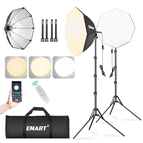 EMART Softbox Photography Lighting Kit, 20'x20' Pull Soft Box, 50W 3000K-6000K LED Bulb, Professional Photoshoot Equipment for Studio Lights, Portrait, Video Recording(2 Pack)