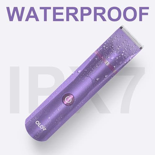 Image of OLOV Electric Body Hair Trimmer - Groin Trimmer for Men - Bikini Trimmer Women - Wet /Dry Shaver Groomer, Replaceable Ceramic Blade Heads, USB Recharge Dock, Waterproof Hygiene Razor, Bright Purple