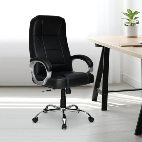 Nilkamal Mega High Back Office Chair Leatherette Ergonomic Office Chair with Adjustable Height and Padded Armrest - Black