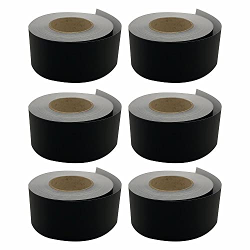 3 Ace Crafts |Pack of 6| Straight Edge Paper Border Roll 48mm x 50 Meters for Drawing Painting Sketches Backdrop Schools Office College Poster Notice Boards (Black)