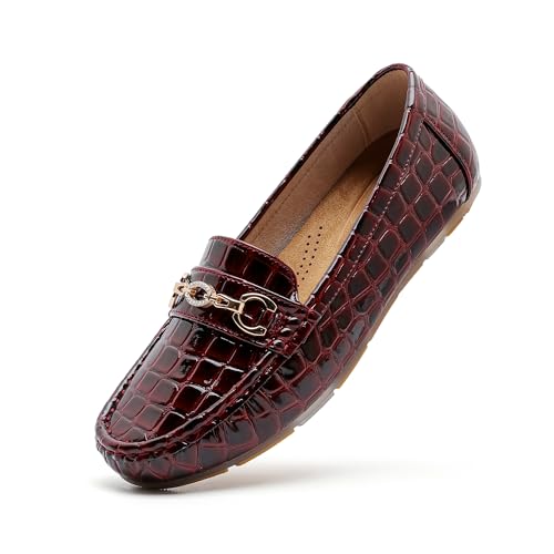 Image of Women's Business Loafers Work Casual Flats Shoes Lightweight Penny PU Leather Slip On Walking Shoes