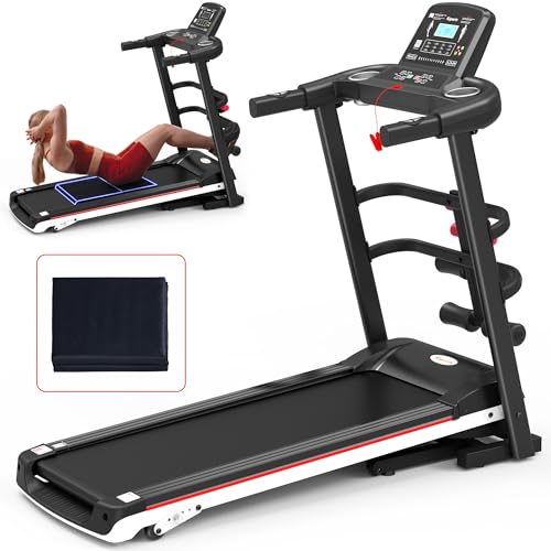 Image of Ksports Foldable 16.5 Inch Cardio Fitness Portable Treadmill with Bluetooth Connectivity, LCD Display, and Tracking Apps for Home Gym Equipment, Black