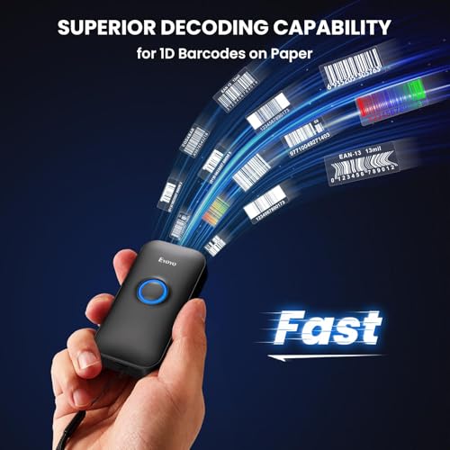 Image of Eyoyo Mini 1D Bluetooth Barcode Scanner, 3-in-1 Bluetooth & USB Wired & 2.4G Wireless Barcode Reader Portable Bar Code Scanning Work with Windows, Android, iOS, Tablets or Computers