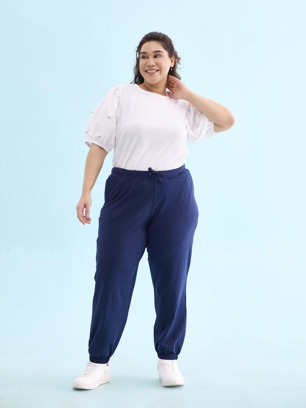 Image of GO COLORS Cotton Stretch Casual Joggers Full Length for Women| Mid Rise