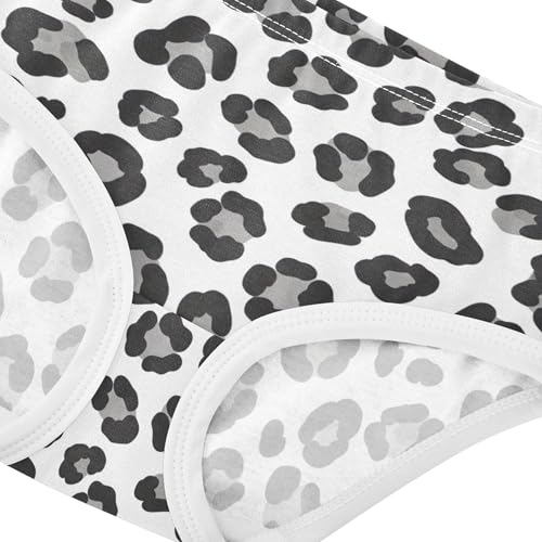Black Grey Leopard Spots White Panties Little Girl Toddler Underwear Floral Cotton Stylish Briefs Kids Undies 2t4