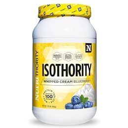 Nutrithority - Isothority Isolated Whey Protein Powder with Ultra-Absorbable Protein and BCAAs to Build Muscle and Accelerate Recovery, Keto Friendly, Low Carbs, Gluten Free (Whipped Cream Blueberry)