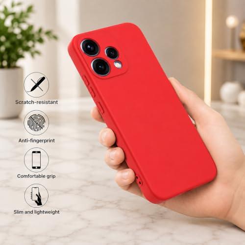Image of Back Cover Compatible with Oppo Reno15 5G | Full Camera Protection | Premium Liquid Silicon Case | Flexible Bumper Case for Oppo Reno15 5G (Red)