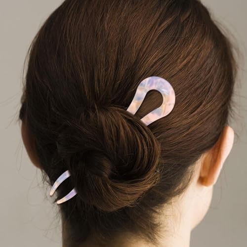 FRCOLOR French Pins U Shaped Hair Pins Chignon Pin U Sticks French Hair Sticks Updo Hair Fork for Women Girls 2Pcs - Image 4