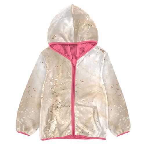 GuoChe Abstract Beige Marble Canvas Boys Winter Coats Sherpa Lined