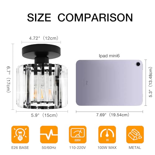 Yhtlaeh HG111 Close To Ceiling Light Fixtures Mini Crystal Flush Mount Ceiling Light Chandelier Modern Indoor thumb #1