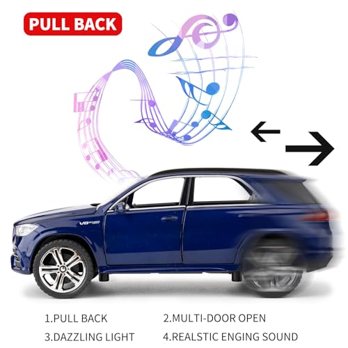TGRCM-CZ 1:32 Scale Compatible with Benz AMG GLE 63S SUV Toy Car,Alloy Diecast Pull Back Car Model with Light and Sound Toy Vehicles for Kids Boys Girls Gift (Blue) - Image 3