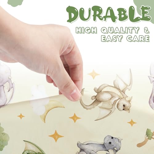 Image of Mindsoft 2 Pcs Watercolor Dragon Crib Sheet Set 52 x 28 x 8 Inches Fit for Standard Crib Toddler Mattress Newborn Gifts for Girl Boys, Breathable Soft Baby Sheet