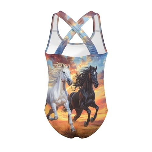 Image of Girls One Piece Cat Swimsuits Quick Dry Cartoon Beach Bathing Suit Crossback Swimwear for Kids 5-14 Years