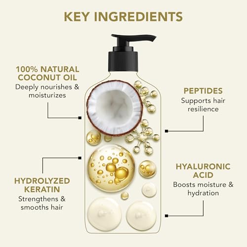 Image of Botanic Hearth Coconut Oil Shampoo Infused With Hyaluronic Acid, Hydrolyzed Keratin & Peptides | Clarifying Shampoo To Defrizz, Repair & Strengthen Hair | For All Hair Types, 16 Fl Oz