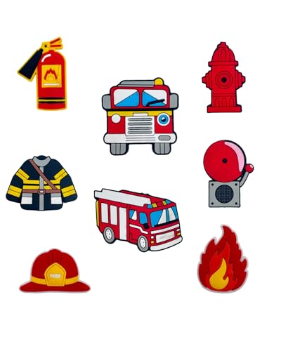 SAFITOYA Schuh-Anhänger für Jungen, Feuerwehrauto, 8 Stück, Hydranten-Schuhe, Partygeschenke