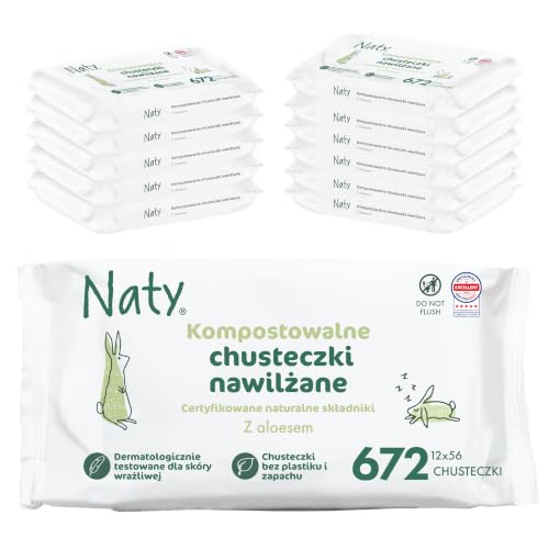 Naty Chusteczki dla Niemowląt Aloe, 98% Wody, 672 sztuk (12 opakowanie)