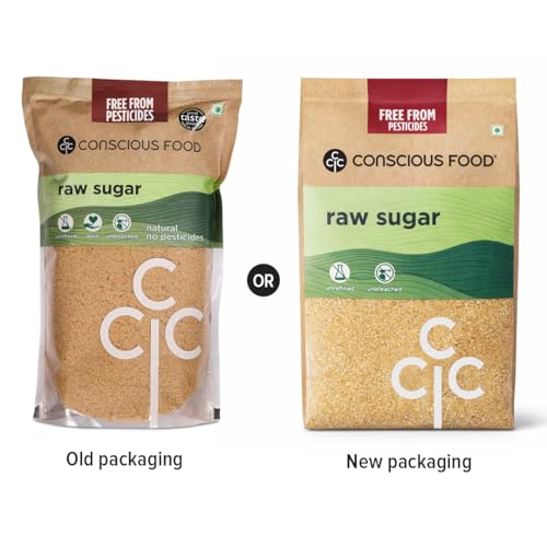 Image of Conscious Food Natural Raw Sugar, 1 kg | Unrefined & Unprocessed Sugar | Khandsari, Desi Khand | Natural Sugar