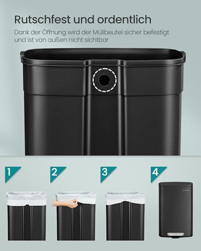 SONGMICS Mülleimer 50L aus Stahl, Tretmülleimer mit Deckel – Ansicht 5