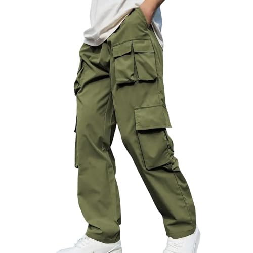 Cargo Pants for Men Loose Fit Casual Pant Lightweight Outdoor Hiking Pants Elastic Waist Workout Pant with Pockets