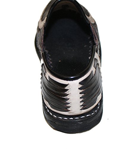 Genuine leather quality handmade mexican huraches sandal Black/White2