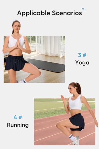 Flowy Running Shorts for Women Workout Athletic Gym Yoga Butterfly Skirt with Pockets Spandex Cute Clothes Summer 6