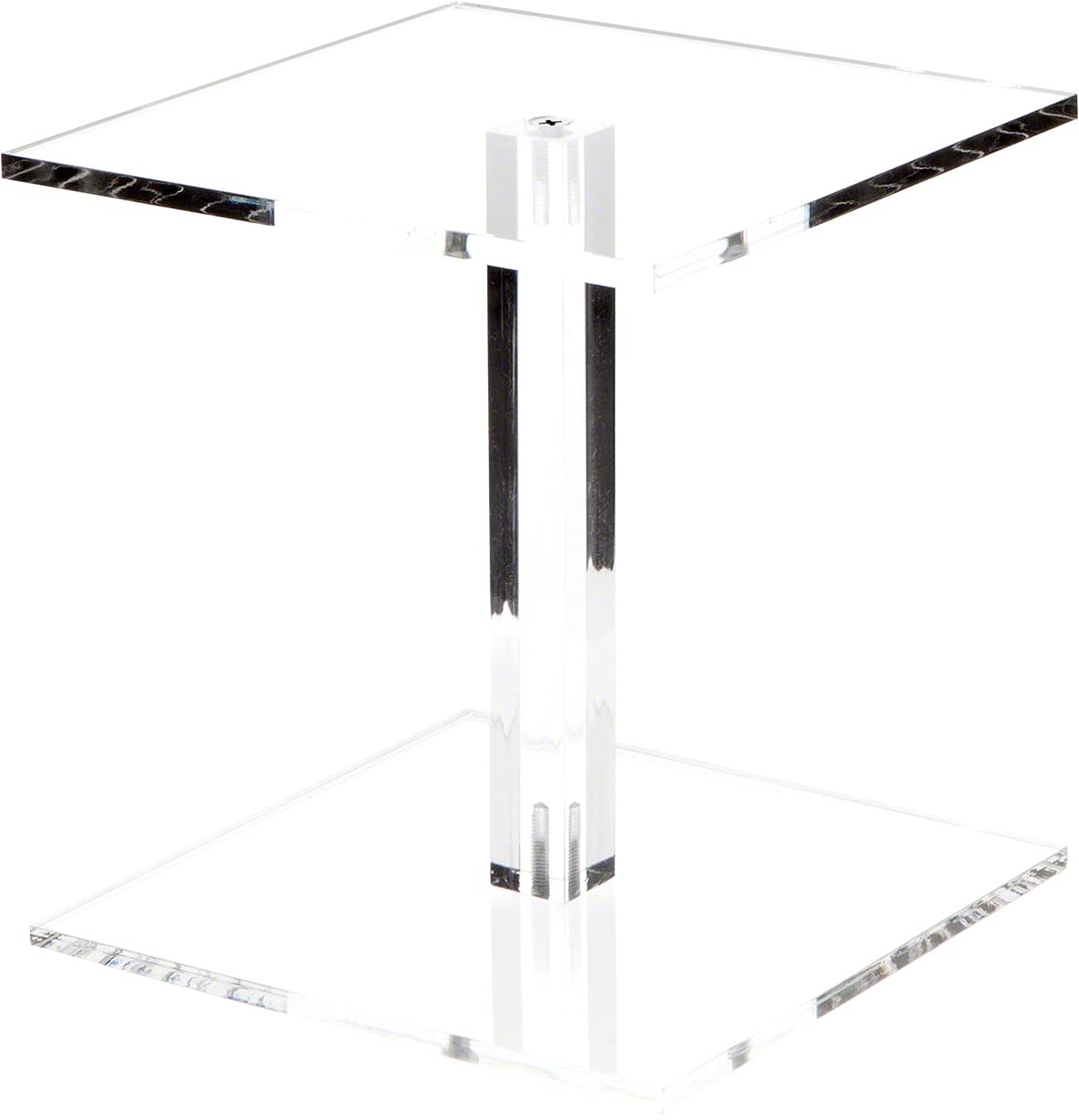 Plymor Clear Acrylic Square Barbell Pedestal Display Riser, 6.5" H x 6" W x 6" D (1/4" thick)
