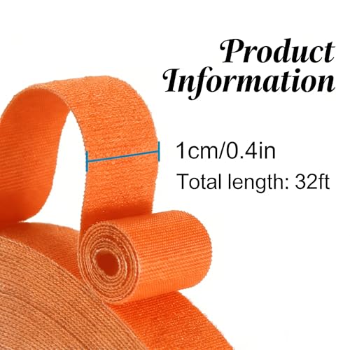 Image of IFNOW 32FT Reusable Fastening Tape Cable Ties Double-Sided Hook-and-Loop Cable Management Tape Strength and Durability 0.4'' /Width (2, Orange and Purple)