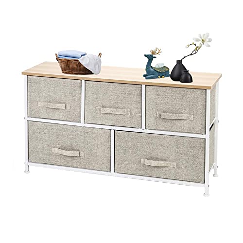Haillusty Maximize Your Space: 2-Tier Closet Organizer With 5 Fabric Drawers Frame Dresser Tower For Nursery Dorm Living Room Hallway And Linen Storage Unit Solution #TOP2
