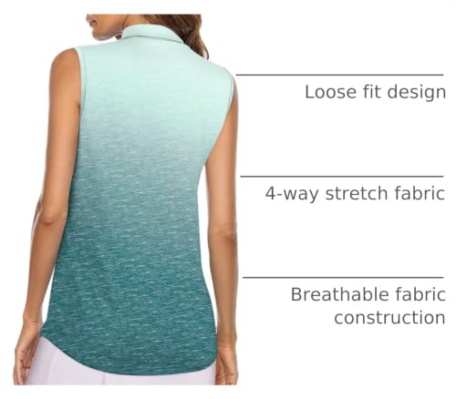 Image of Koscacy Women's Sleeveless Golf Tennis Polo Shirts Zip Up Dry Fit Workout Tank Tops Athletic Shirt