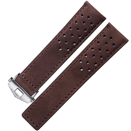 Bracelet en cuir véritable haut de gamme pour montre Schild Heuer noir marron gris