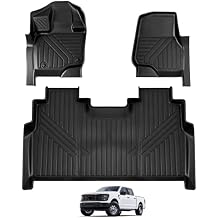 POPSTORE Floor Mats Compatible with 2015-2025 Ford F150 SuperCrew Cab Including 2022-2025 F150 Lightning, All Weather TPE Mats for Truck, 1st & 2nd Row Floor Liners