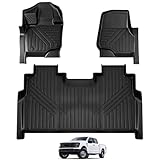 POPSTORE Floor Mats Compatible with 2015-2025 Ford F150 SuperCrew Cab Including 2022-2025 F150 Lightning, All Weather TPE Mats for Truck, 1st & 2nd Row Floor Liners
